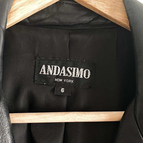 Vintage Andasimo Genuine Black Leather Blazer – Size 6 - Picture 8 of 9
